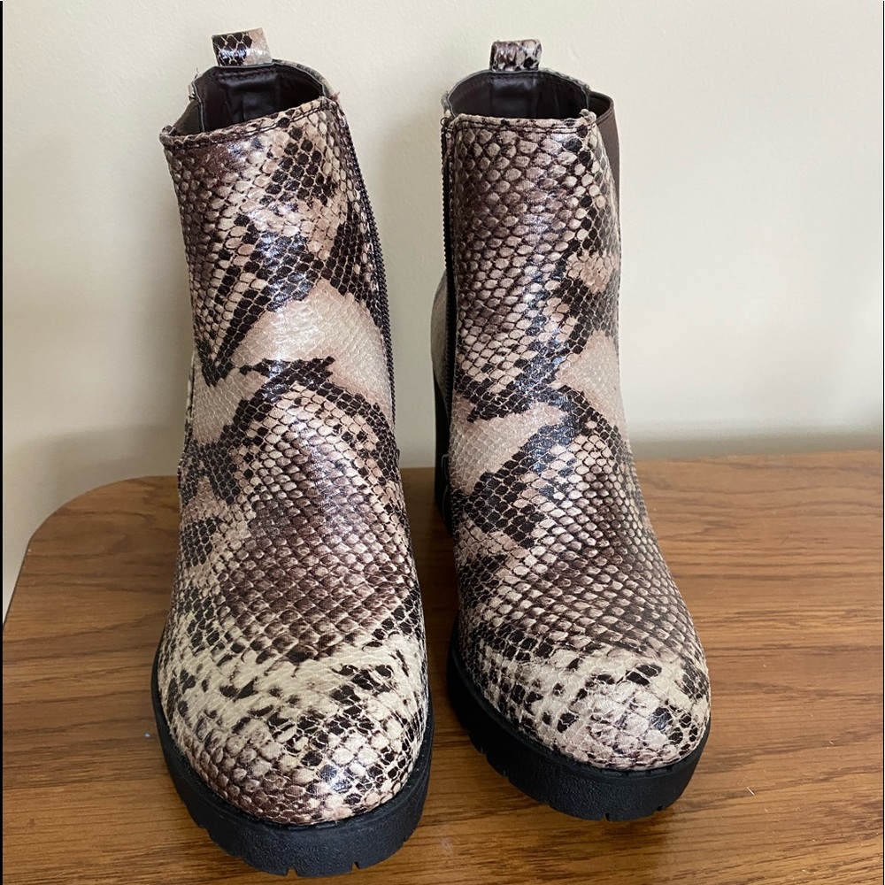 Snakeskin booties